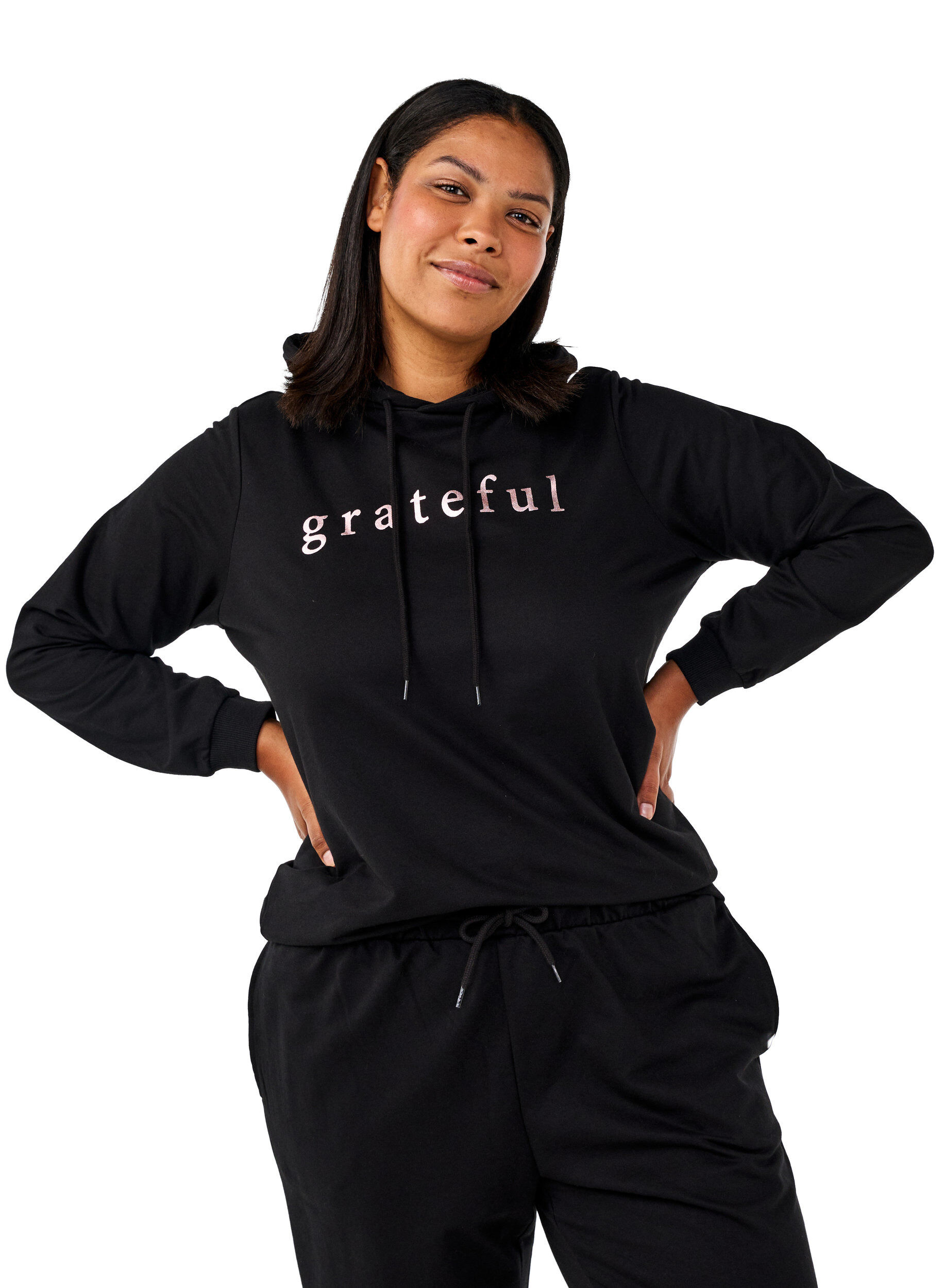 Sweatshirt med hætte og print