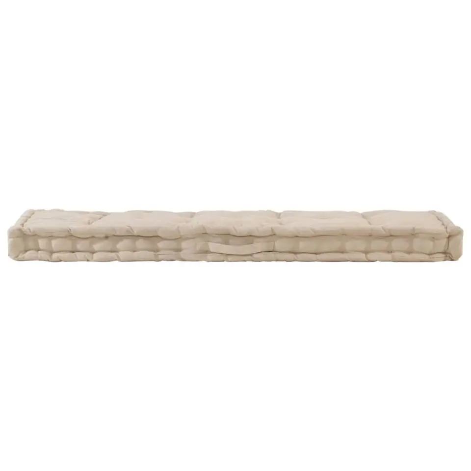 vidaXL - Palletkussen - Beige - Katoen - 120 x 40 x 7 cm & 120 x 80 x 10 cm