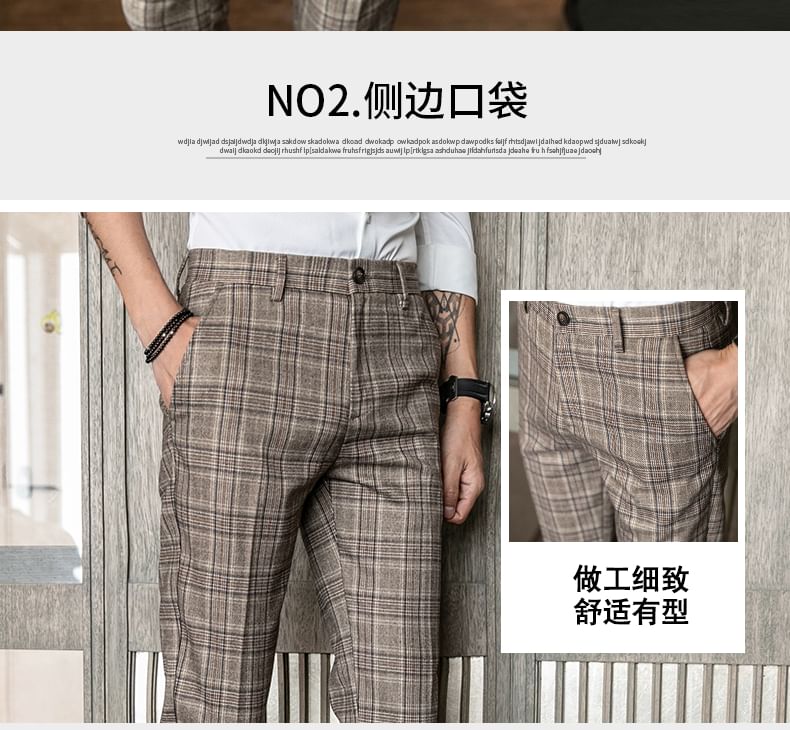 Blueforce - Geruite taps toelopende pantalon met middelhoge taille