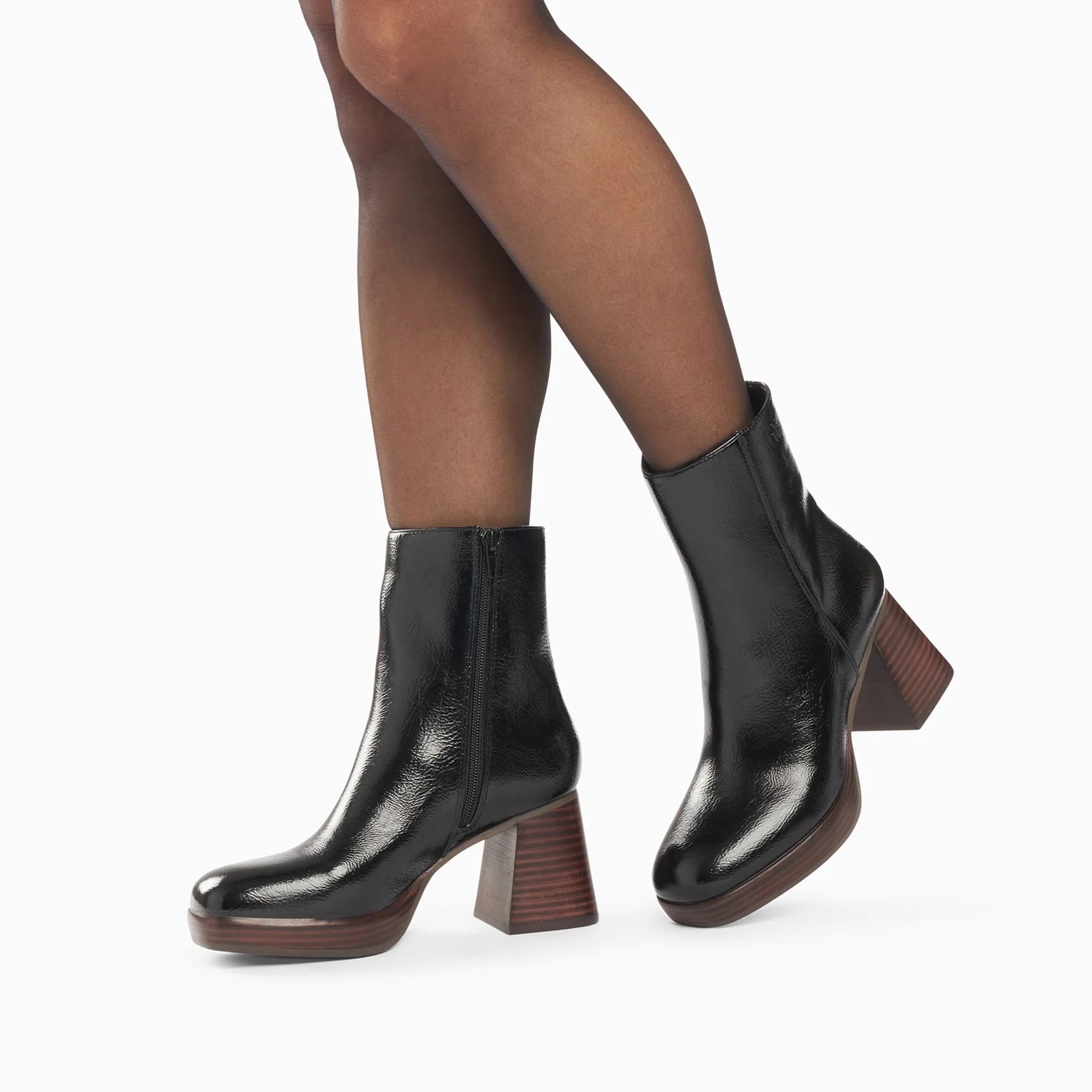 Bottines-Bottines Marina noires à plateforme et talon bois