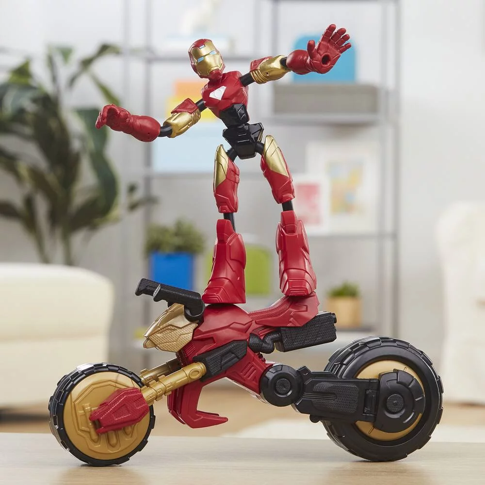 MARVEL - AVENGERS - FIGURINE - IRON MAN - BEND AND FLEX ET VEHICULE