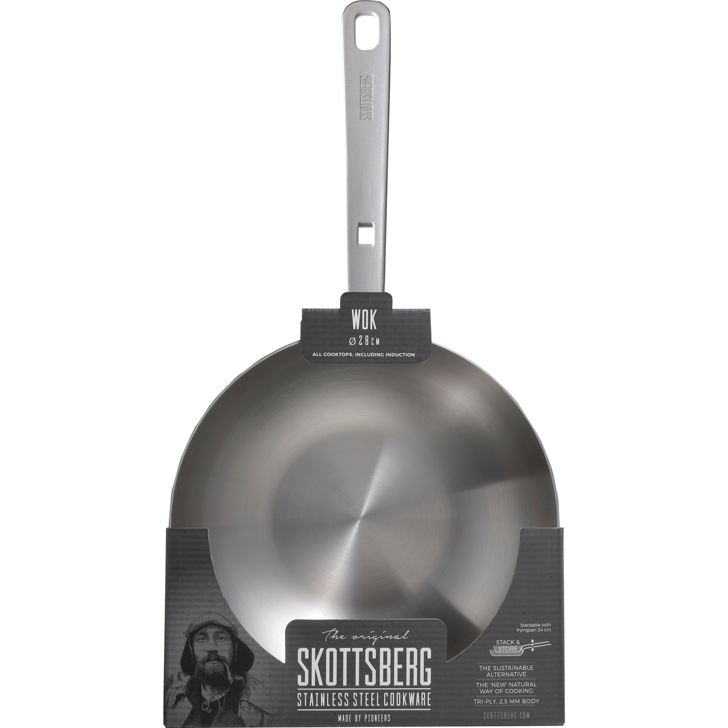 Skottsberg Wok Stainless Steel 28 cm Roestvrijstaal