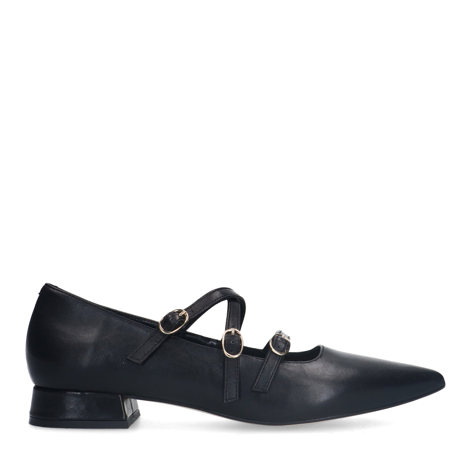 Zwarte leren loafers met hak