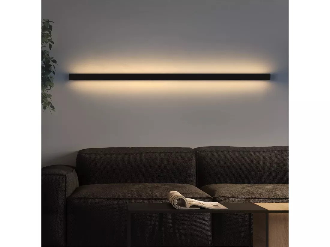 NETTLIFE Applique murale led intérieur - Moderne 100CM 34W couloir blanc chaud lampe de couloir lampe de salon lampe de lit noire éclairage mural