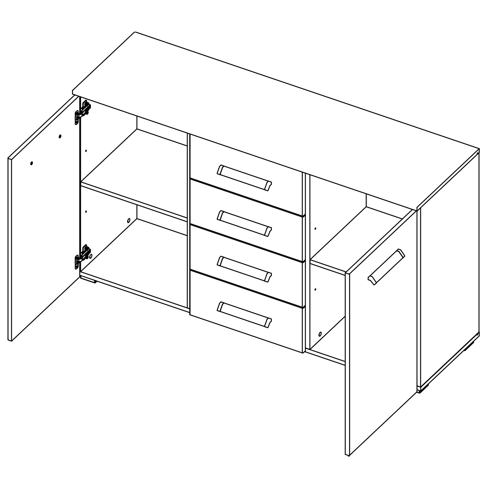 Sideboard - grau metallic - 140 cm