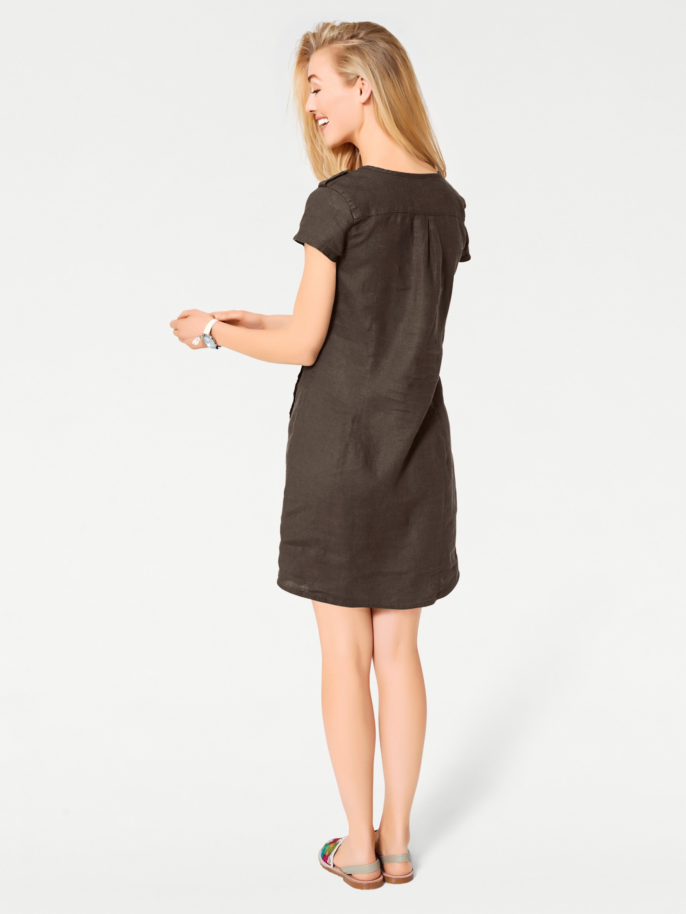 heine Leinenkleid in schokobraun