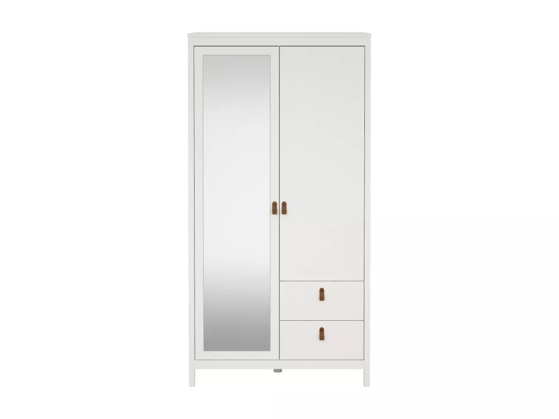 Garde-robe 2 portes Dscarlat, Meubles de chambre, Penderie de plain-pied, Placard à vêtements, 102x58 h199 cm, Blanc