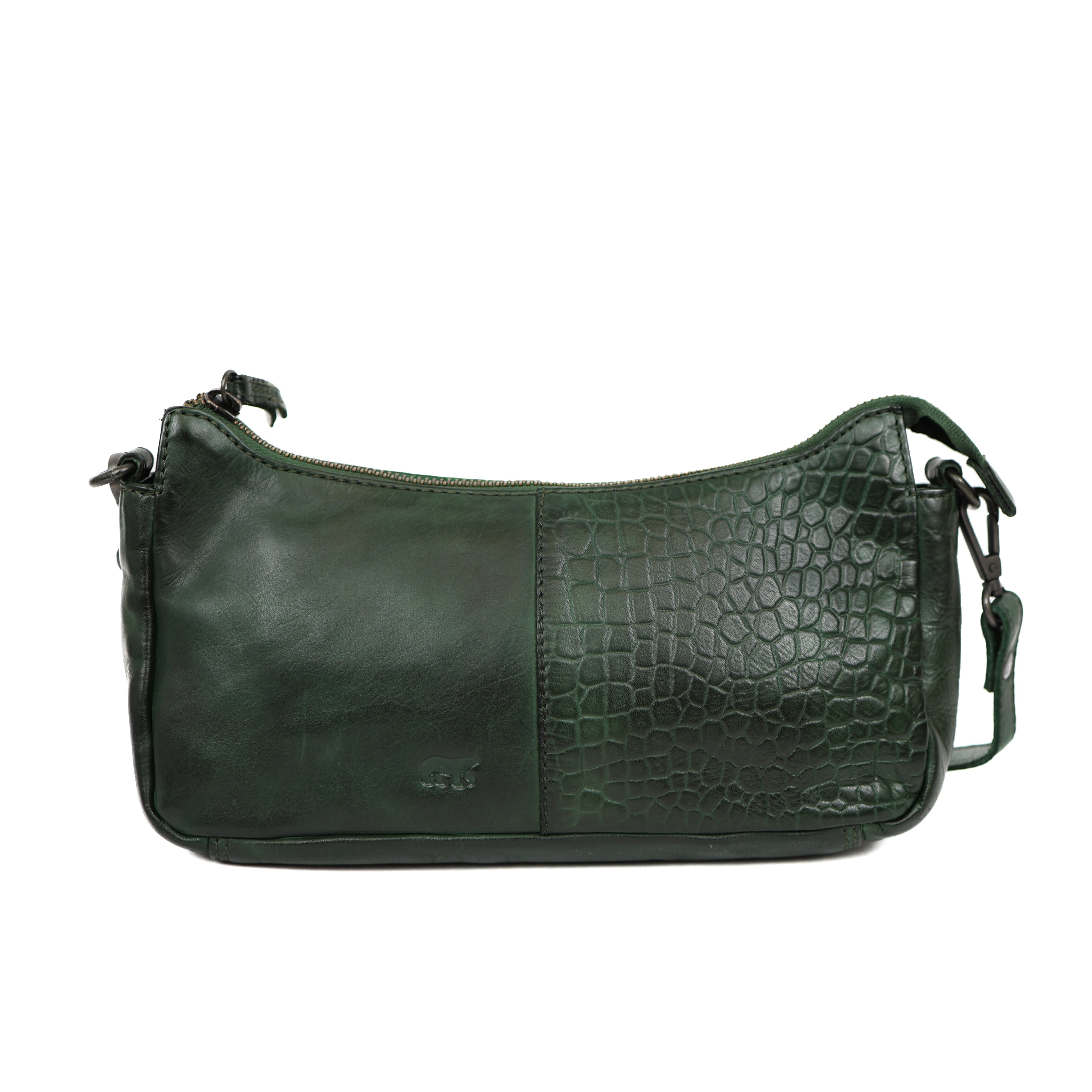 Klein schoudertasje 'Zeynep' groen croco Groen