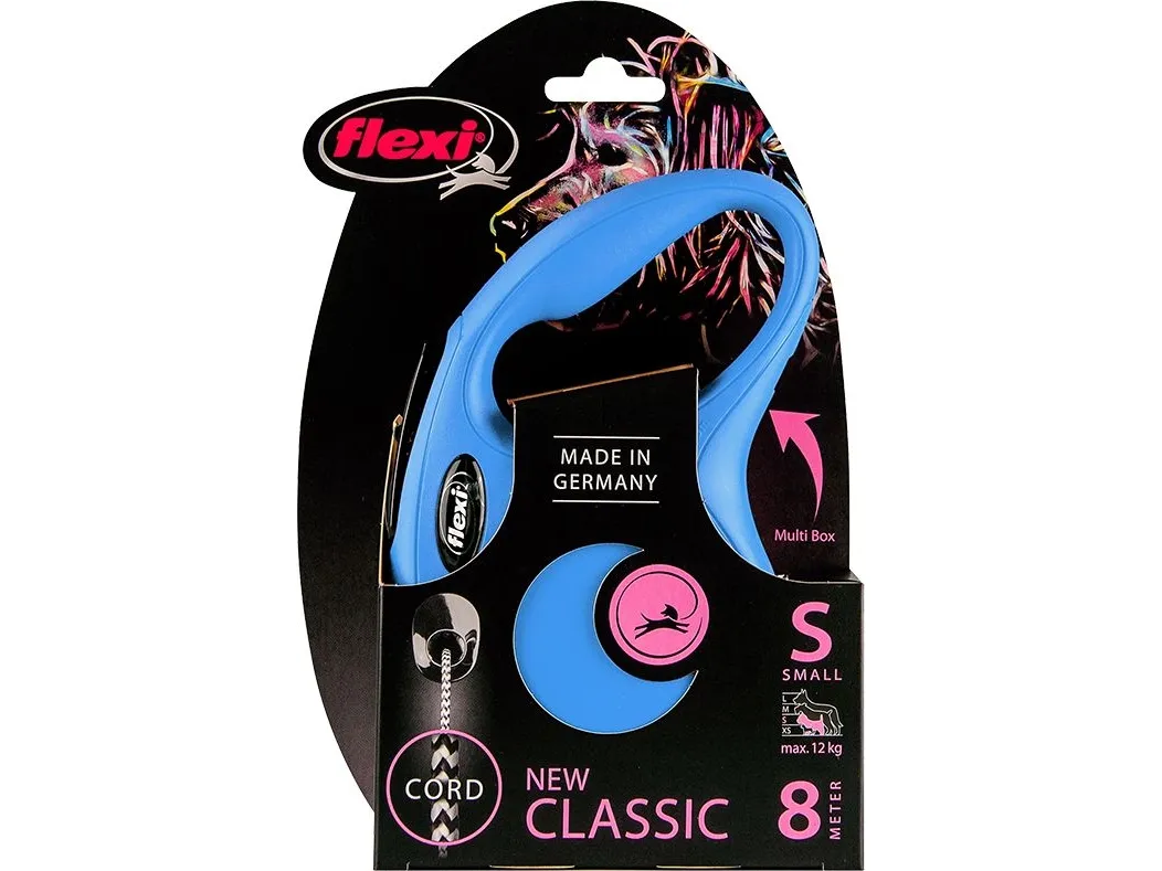 flexi New Classic snor S, 8M, 12KG, blå