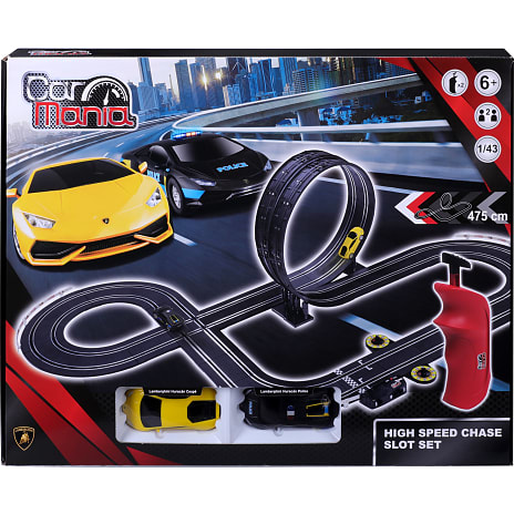 Car Mania racerbane med to Lamborghini i skala 1:43