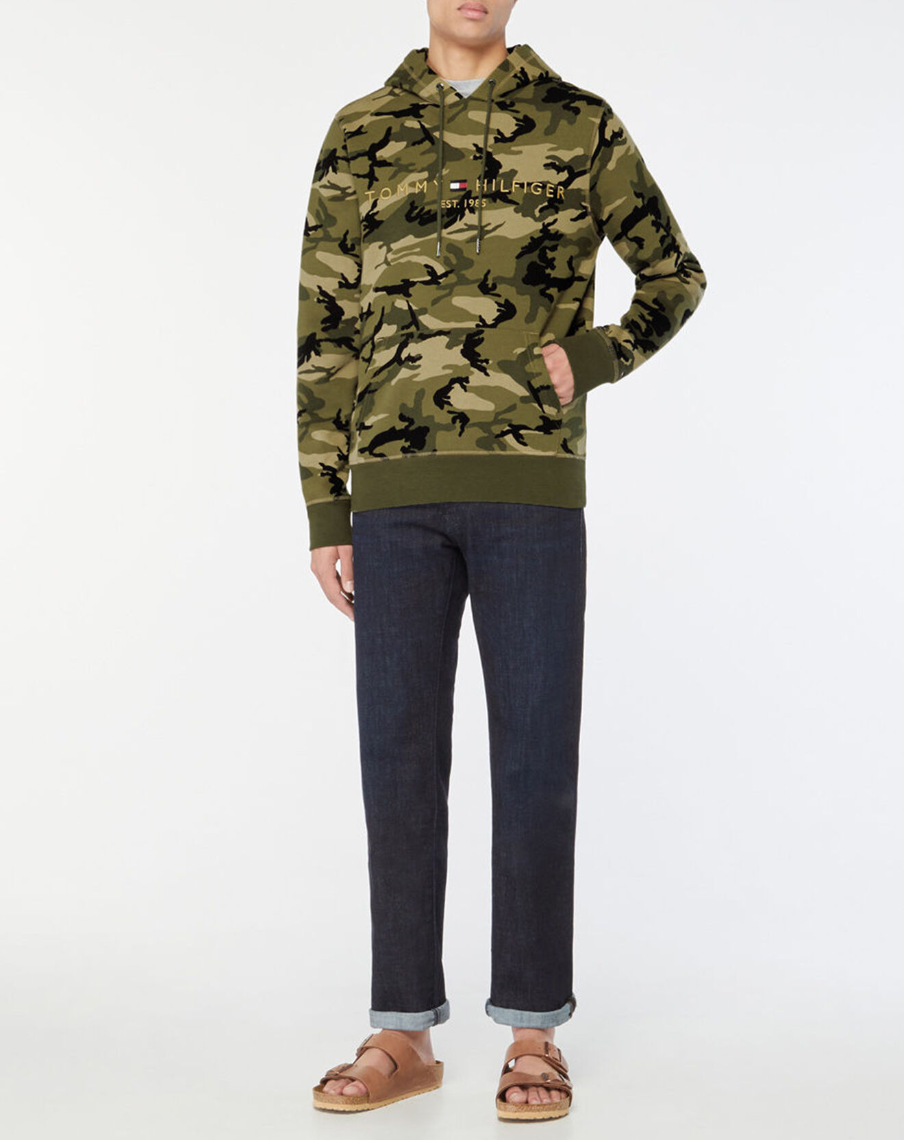 Tommy Hilfiger Sweat à capuche Tommy Logo camouflage kaki