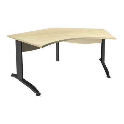 Bureau symétrique 120° IDRA - L180 cm - Pieds anthracite - plateau imitation Erable