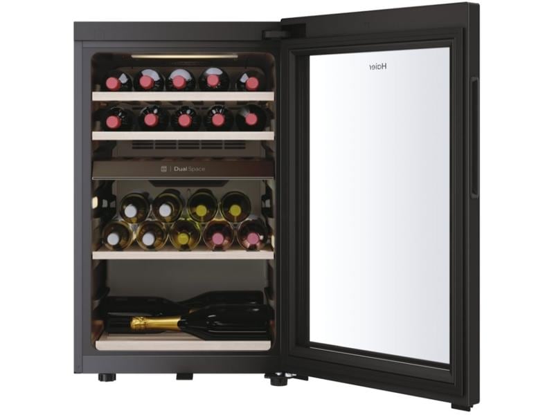 Haier Weinklimaschrank HWS42GDAU1 Schwarz, Rechts, Wechselb Freistehender Weinkühler