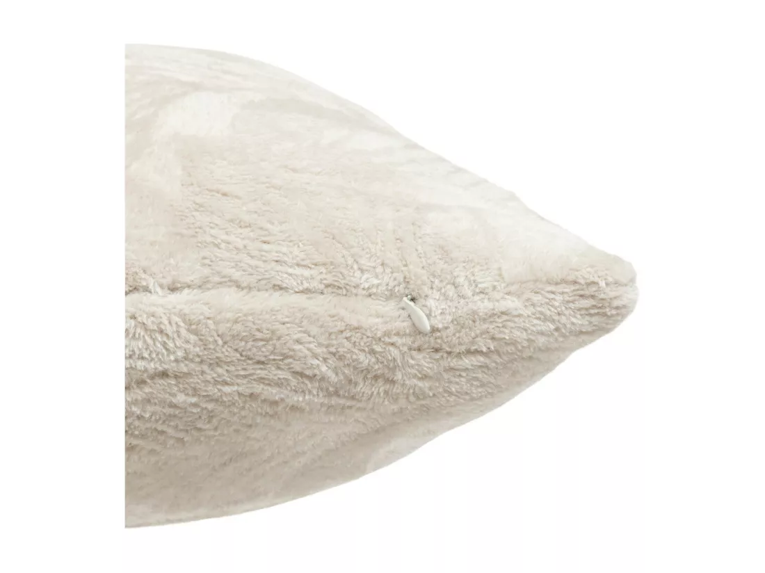 Coussin décoratif flanelle Beige lin motif en relief 40 x 40 cm