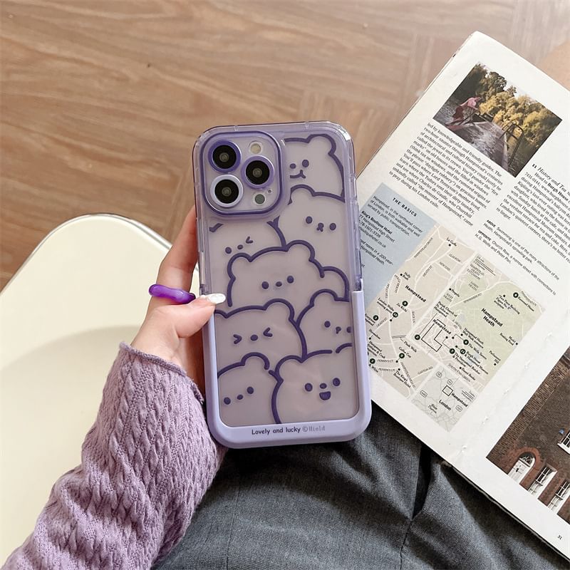 Surono - Bear Stand telefoonhoesje - iPhone 15 Pro Max / 15 Pro / 15 Plus / 15 / 14 Pro Max / 14 Pro / 14 Plus / 14 / 13 Pro Max / 13 Pro / 13 / 13 mini / 12 Pro Max / 12 Pro / 12 / 12 mini / 11 Pro Max / 11 Pro / 11