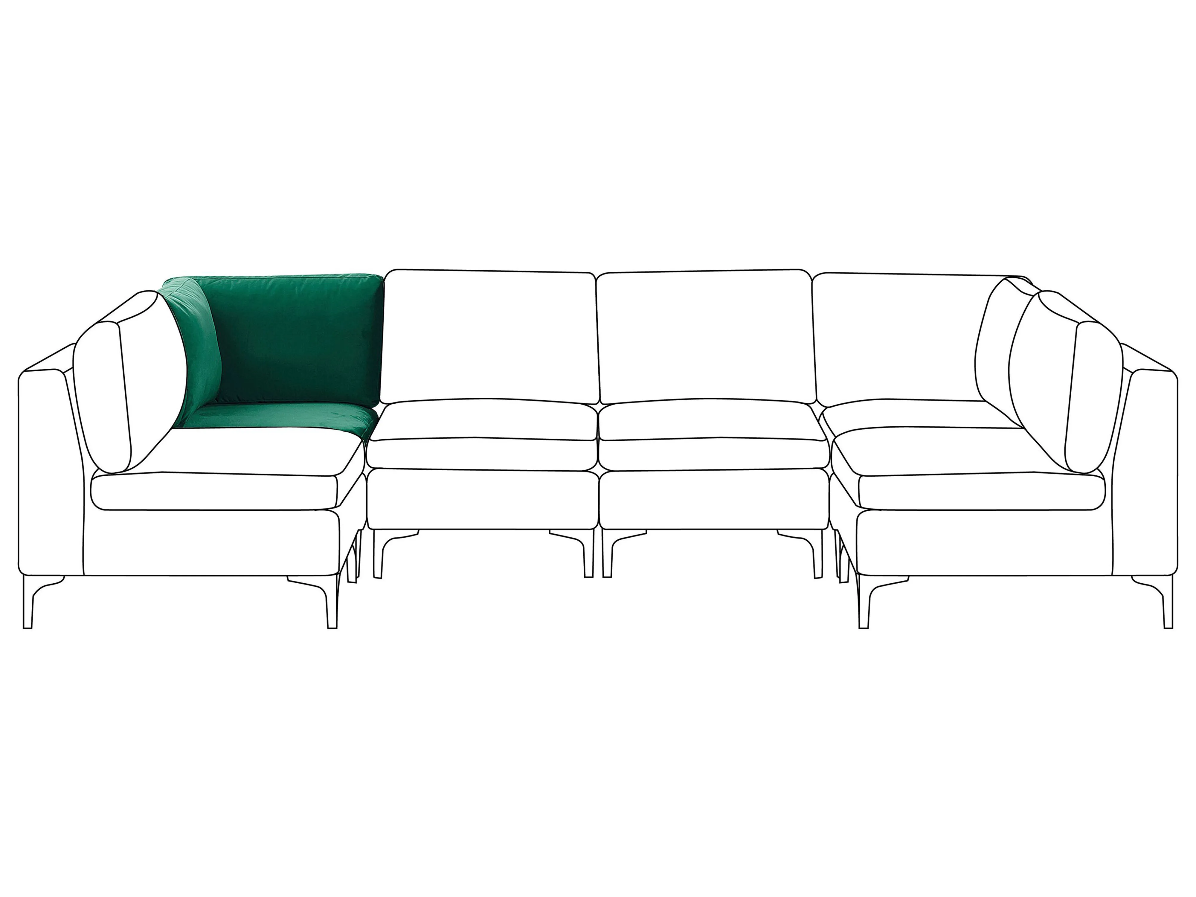 Hoekmodule EVJA Fluweel Groen