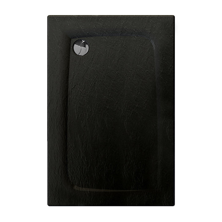 Receveur de douche rectangulaire 80x120 cm, noir texturé effet pierre, Allibert Mooneo