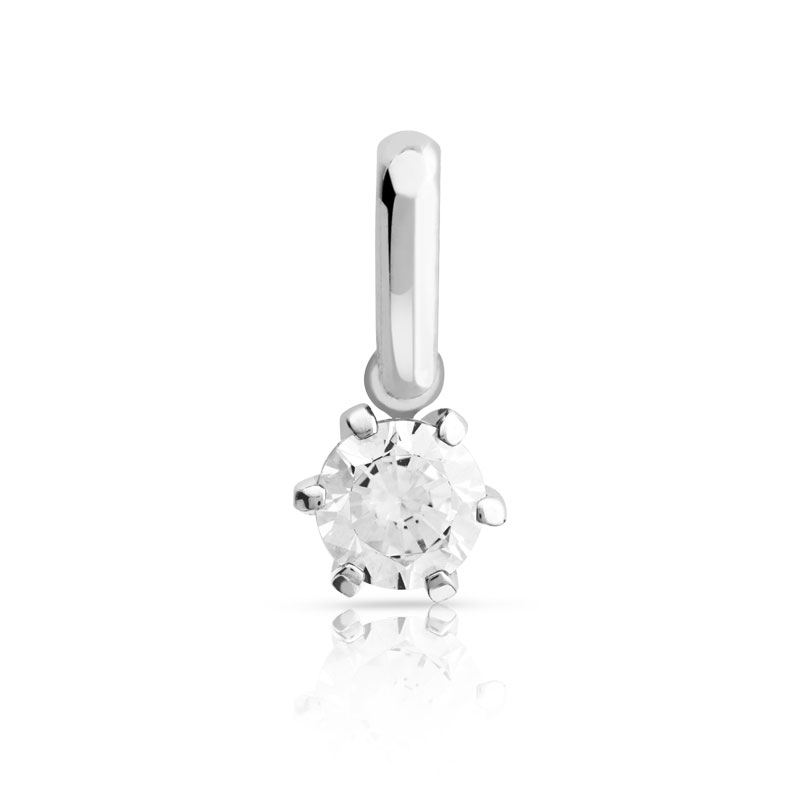 Pendentif or 750 blanc diamant 0.25 carat H/SI