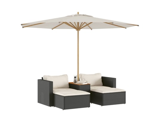 VIDAXL - Canapé Salon de jardin 5 pcs avec coussins noir résine tressée acac...