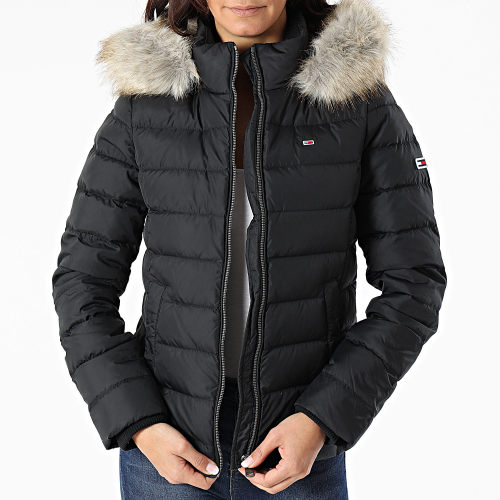 Doudoune Capuche Fourrure Femme Basic 8588 Noir