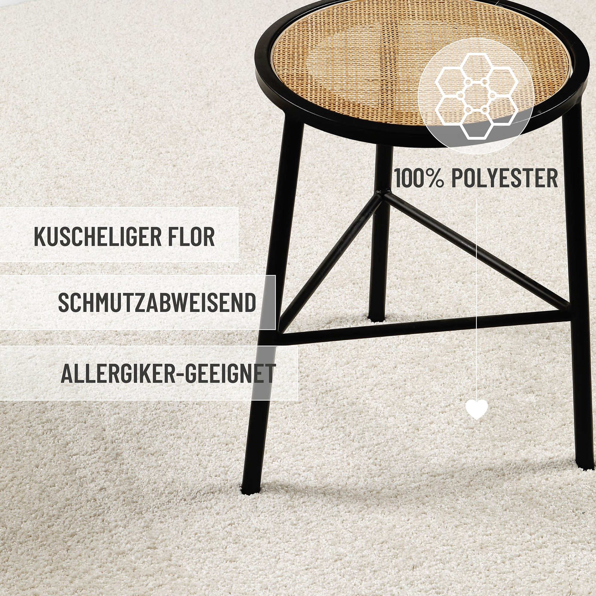 Wecon home Basics Hochflor-Teppich »Nova« rund 25 mm Höhe Shaggy, gewebt, robust, Wohnzimmer, Schlafzimmer