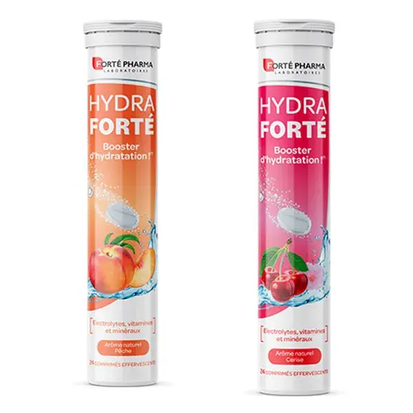 Forté Pharma Hydra Forté Embalagem com 2 x 24 comprimidos Sabor Pêssego e Cereja