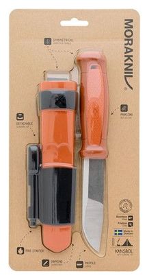 Couteau de survie Mora Kit Kansbol Orange Brûlé avec gaine en polymère-Orange