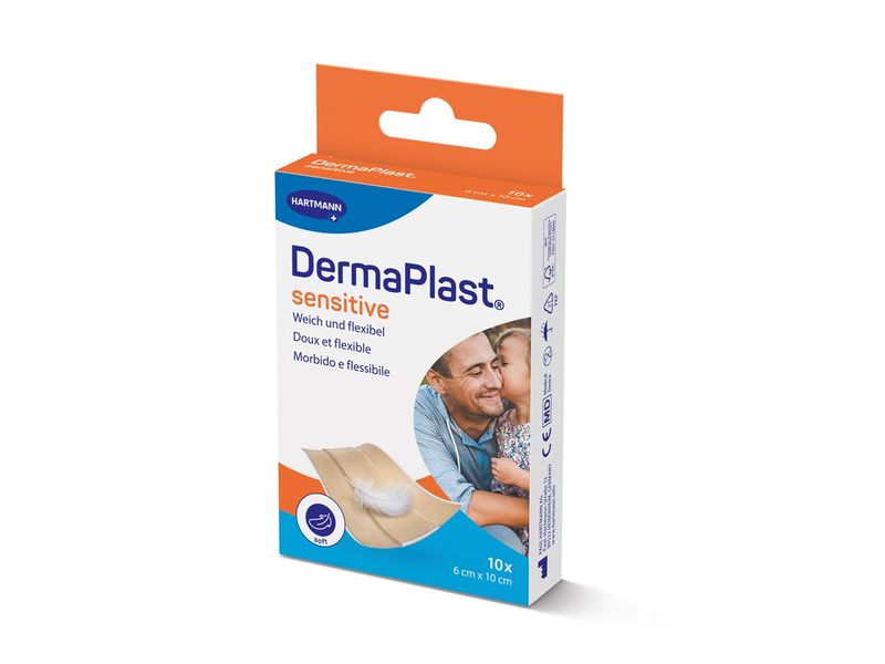 DermaPlast Sensitive Schnellverband beige 6 x 10 cm 10 Stüc Pflaster bei empfindlicher Haut aus Vlies zum Zuschneiden