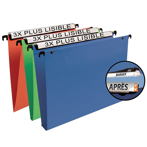 10 dossiers en polypropylène fond 15 mm Esselte pour tiroirs coloris assortis