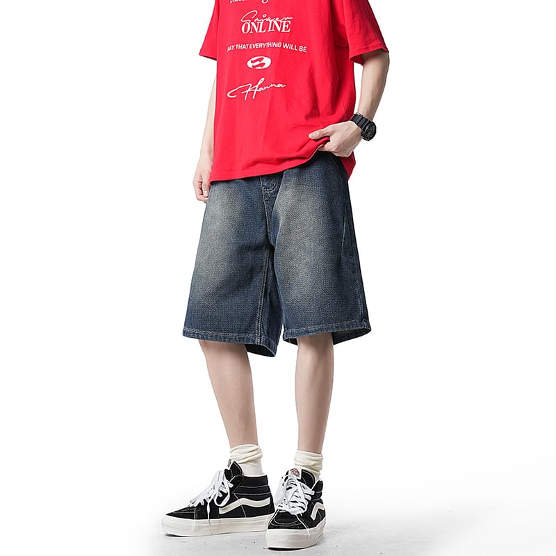 Priam - Low Rise Washed Wide Leg Jorts
