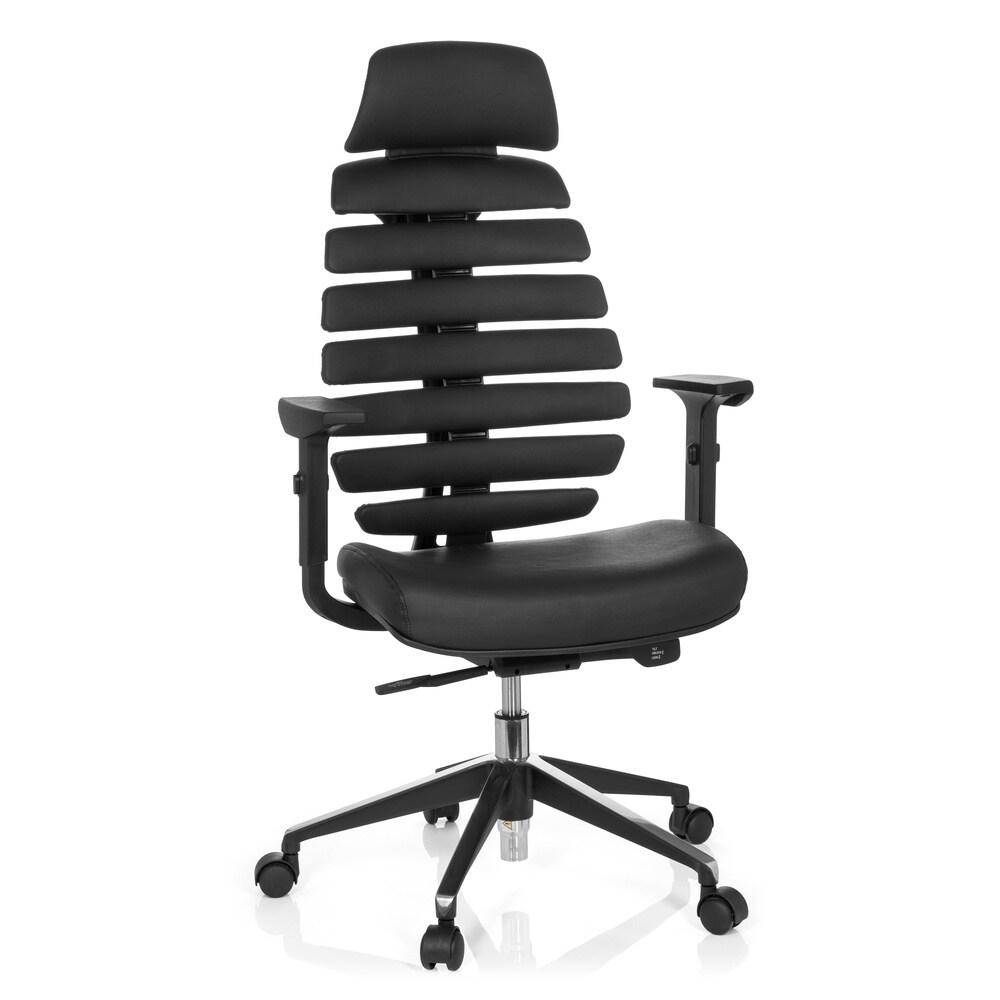 Profi Bürostuhl ERGO LINE II PRO Leder mit Armlehnen (höhenverstellbar) hjh OFFICE