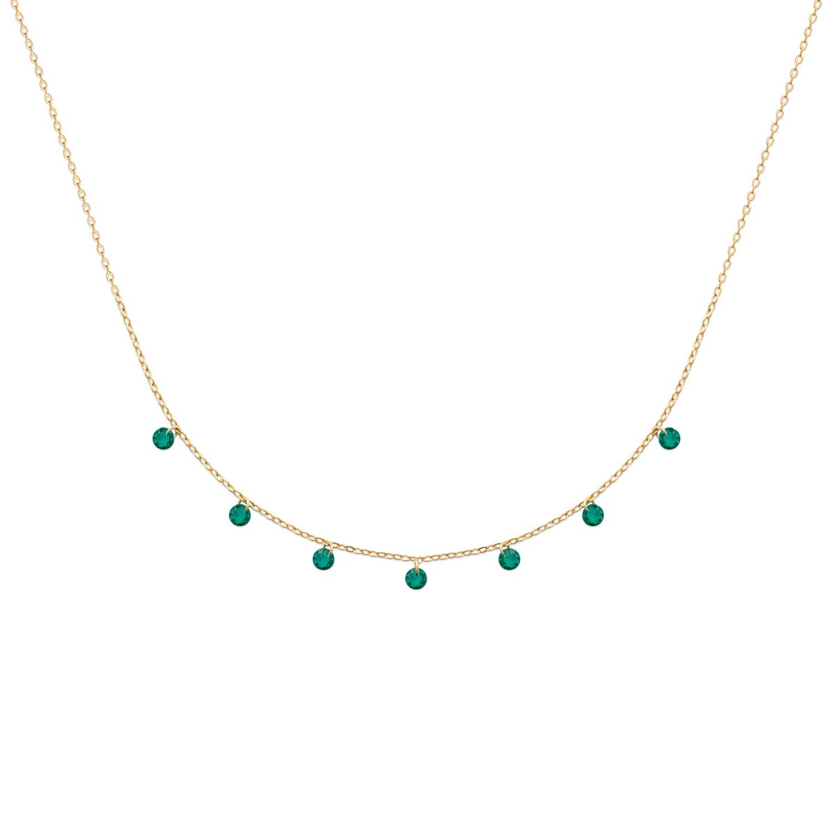 Collier Brillaxis plaqué or et pampilles vertes