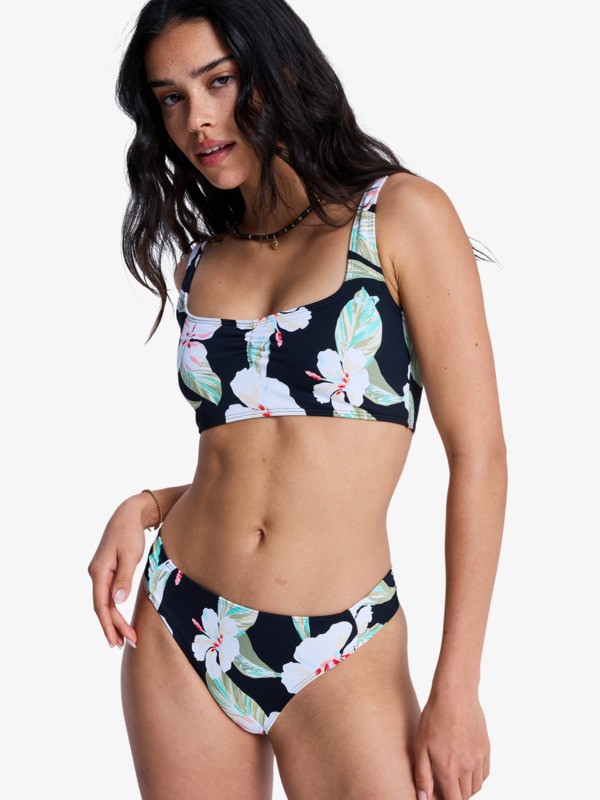 Printed Essentials Moderate Bas de bikini classique Noir Femme