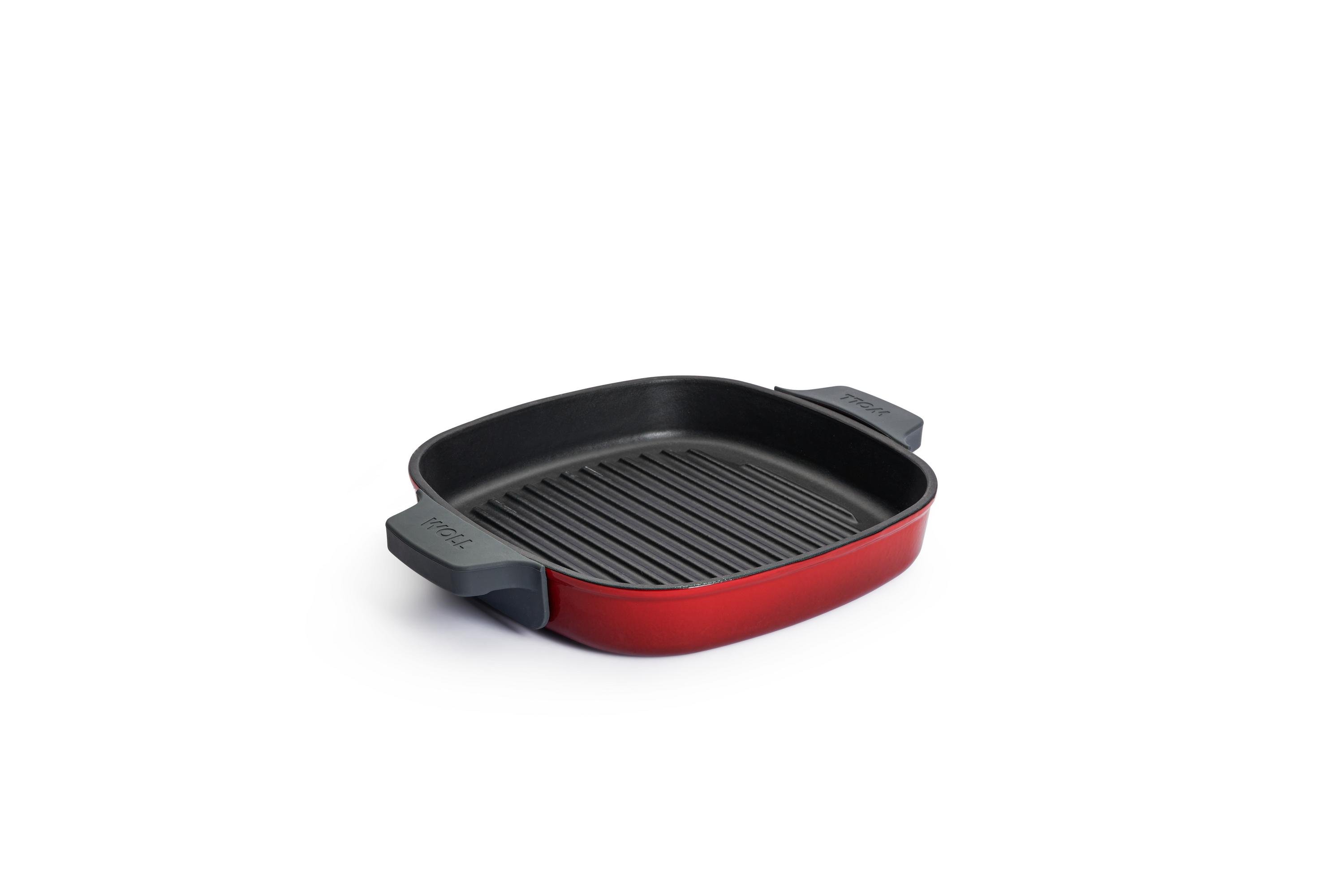 Iron Guss-Grillpfanne, mit Rillen und Steakpresse