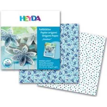 Heyda Faltblätter 15x15cm Outdoor 40 Blatt blau/weiß und weiß/blau