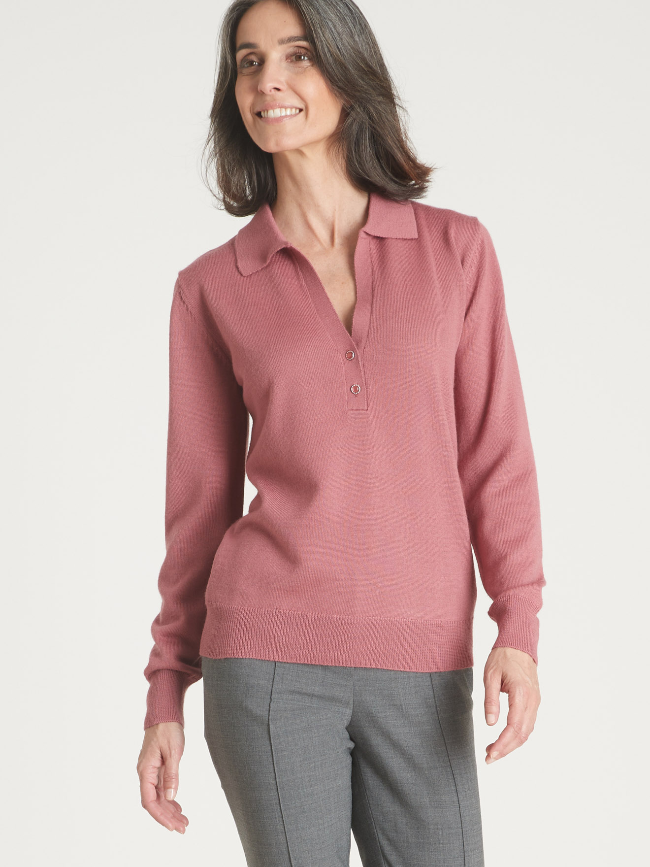 Pull col polo 50% laine mérinos