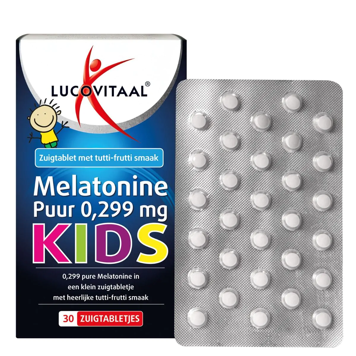 Melatonine Kinderen 0,299 mg met tutti-frutti smaak 30 zuigtabletten