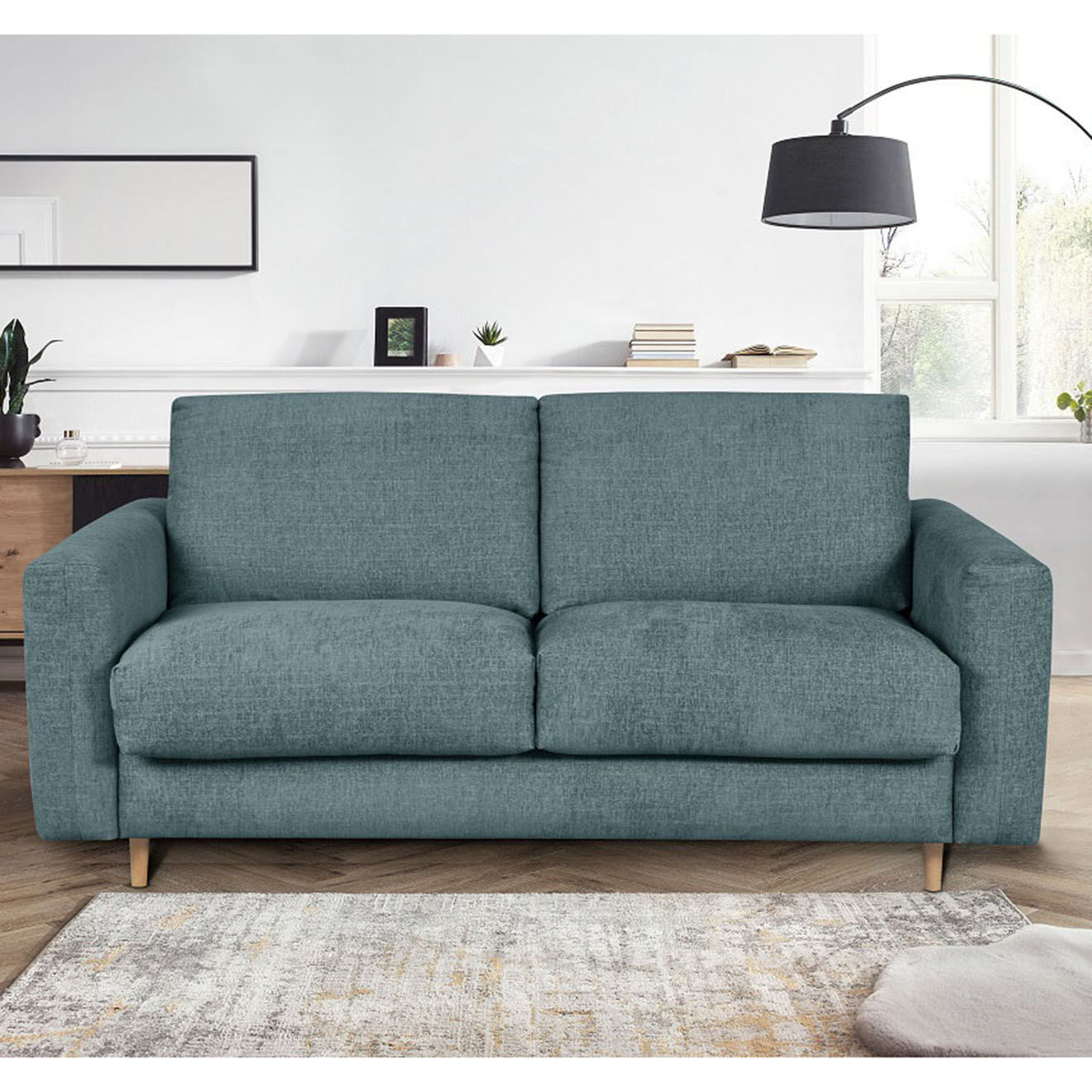 Bobochic Canapé droit cocoone convertible express  bleu foncé - 200x105x98 cm
