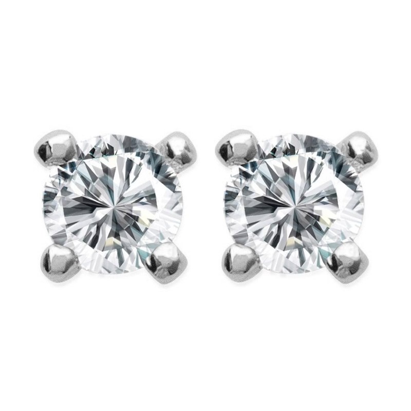 Boucles d'oreilles clous puces oxyde de zirconium Argent 925 Rhodié