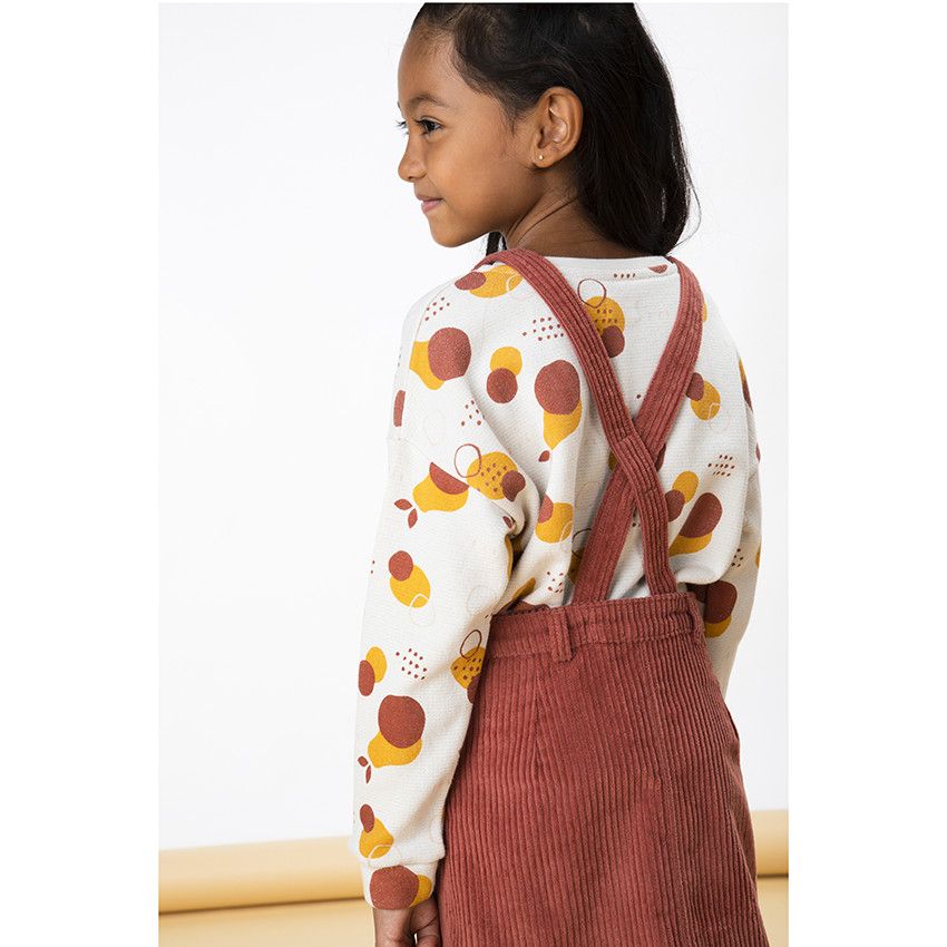 Robe salopette en velours côtelé pour enfant fille - Rouge