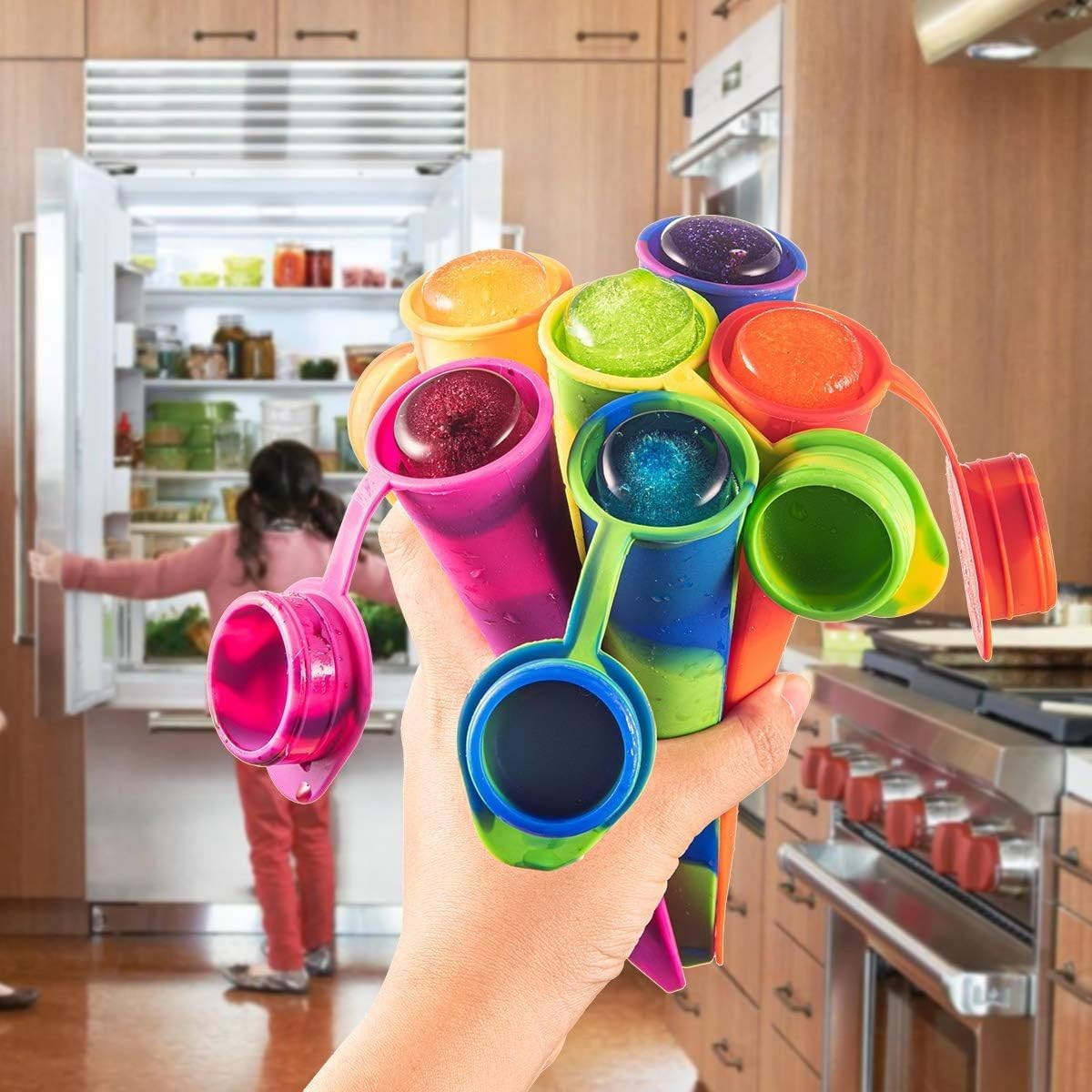 (6er Set) Silikon Wassereis Form Ice Pops Beutel DIY Glacé Behälter - Camouflage
