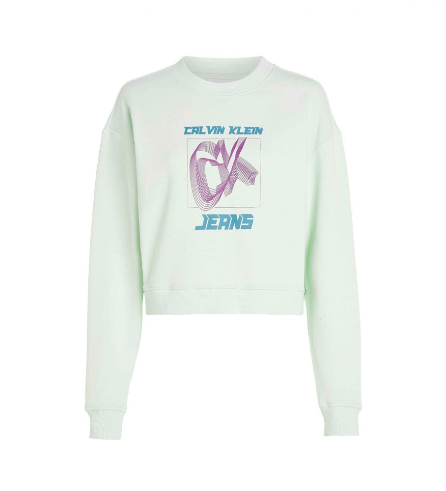 Moletom Calvin Klein Jeans Relaxed Logo Verde Limão