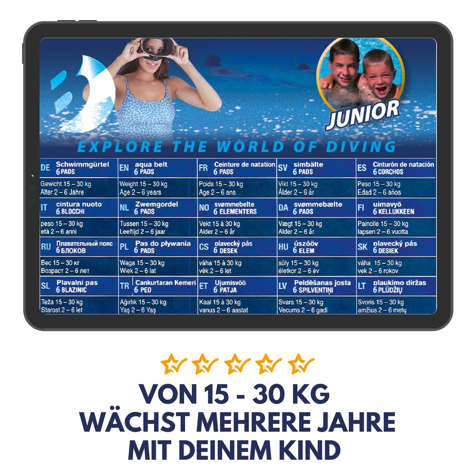 Best Sporting Schwimmgürtel, 6 Paddle, blau