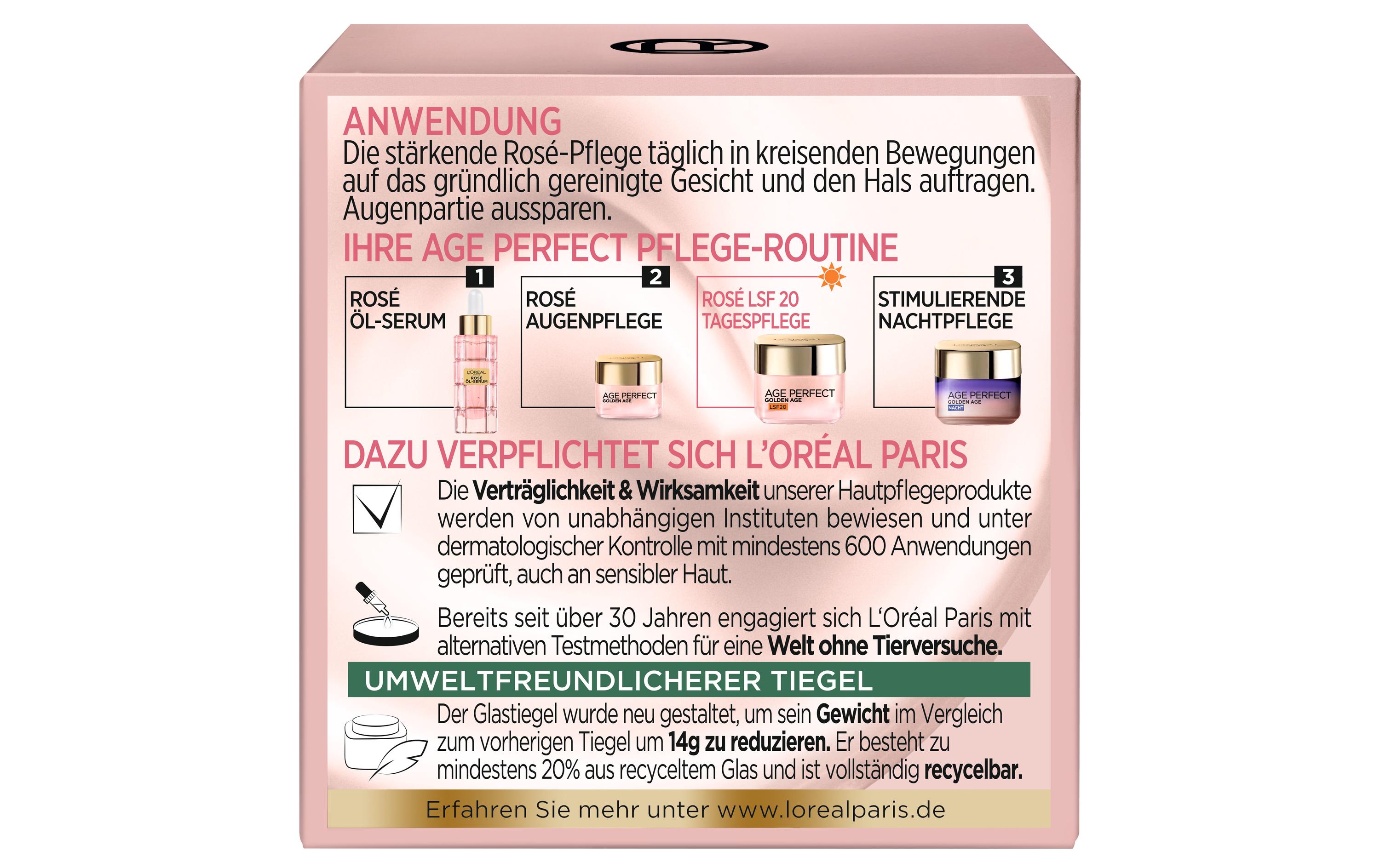 Tagescrème Age Perfect Golden Age Stärkend Rosé LSF 20 50 mlStärkende Tagespflege mit Lichtschutzfaktor (LSF) 20
