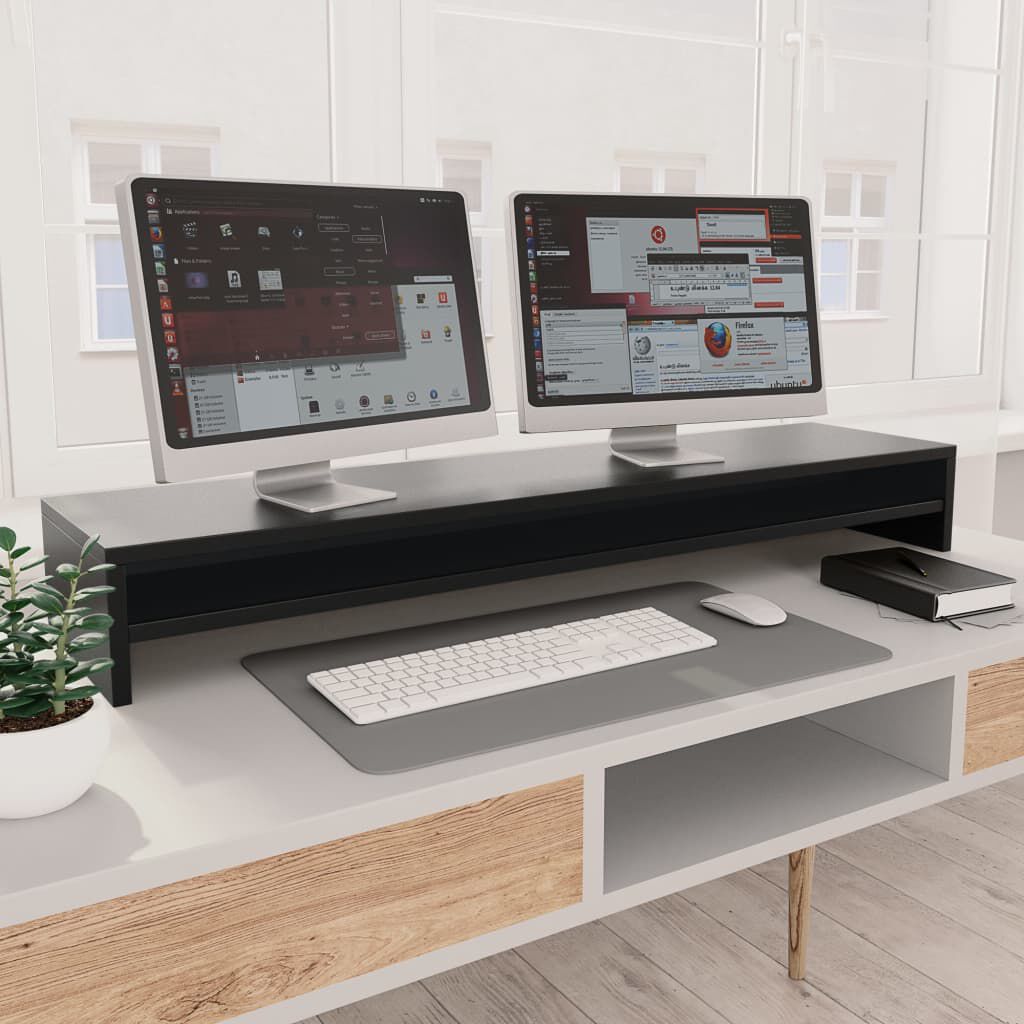 vidaXL Monitorplank, zwart 100x24x13 cm, houtmateriaal
