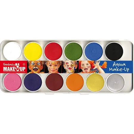 Fantasy Aqua Make Up Schminkkasten mit 12 Farben und 2 Pinsel