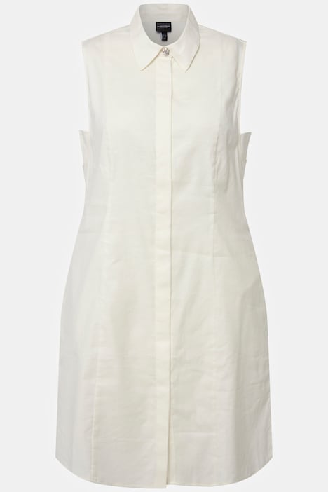 Bluse, Leinenmix, Hemdkragen, Taschen, ärmellos