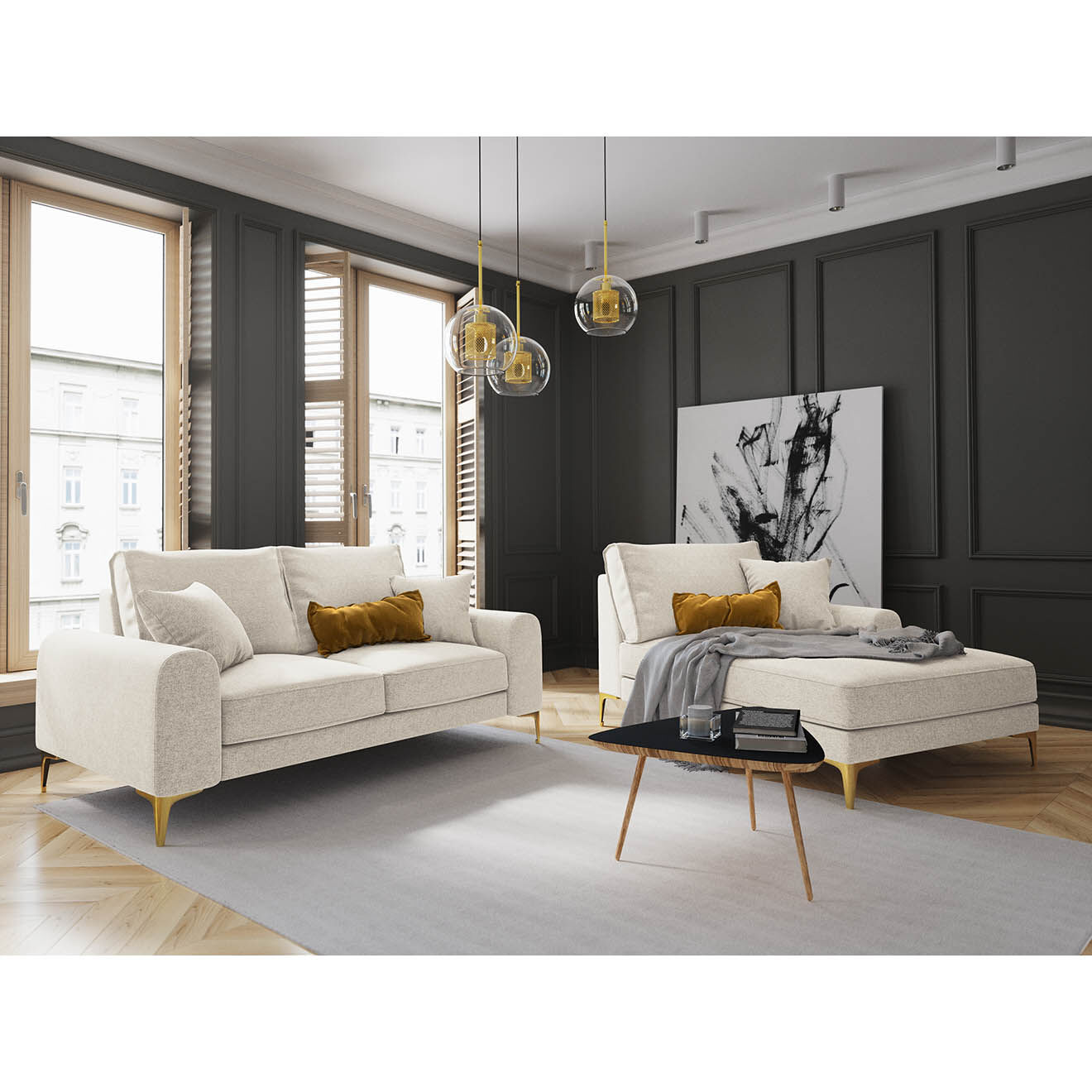 Mazzini Sofas Canapé 2 places Madara beige clair - 172x102x90 cm