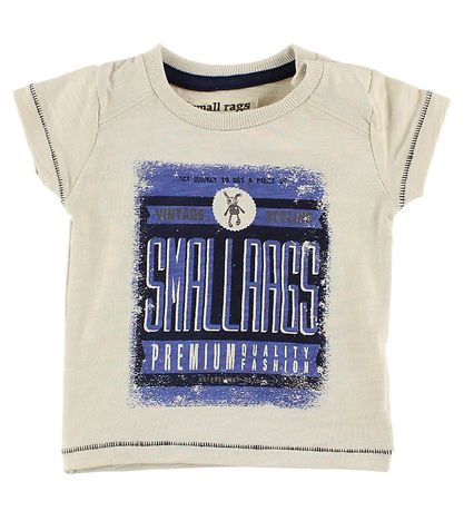 Small Rags T-Shirt - Elfenbeinmeliert m. Print