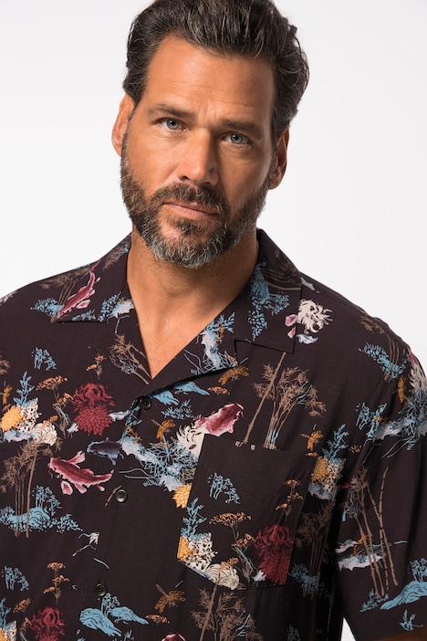 Hemd, Halbarm, Alloverprint, Cuba-Kragen, Cuba-Fit, bis 8 XL
